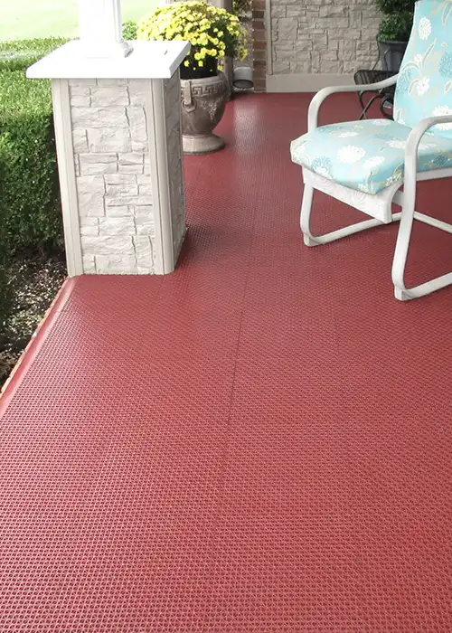 Front patio with brick-red Deck Tile